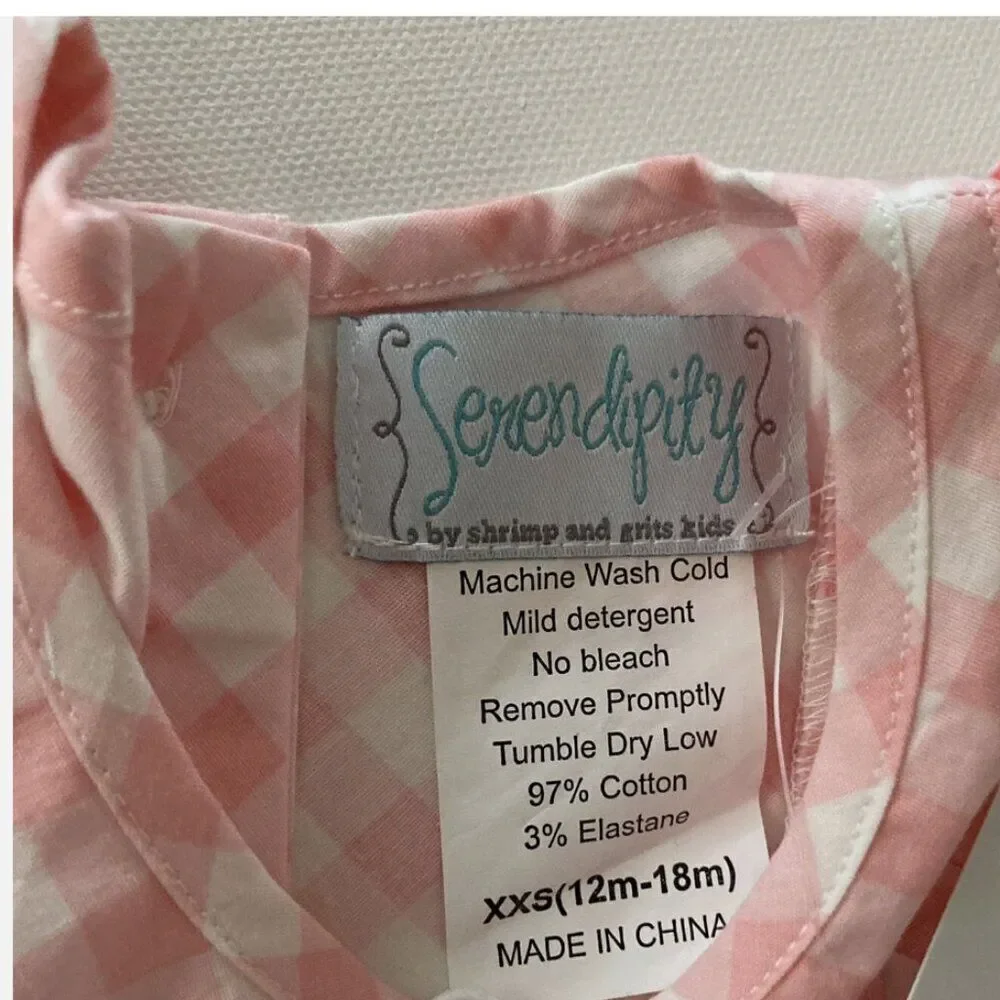 Serendipity pink and white cotton summer Top size 12-18 Months EUC